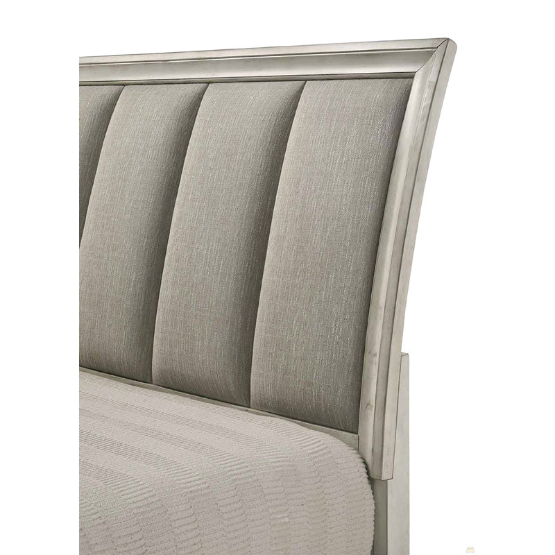 Lit plateforme grand avec rangement 1pc, Blanc antique, Grand lit