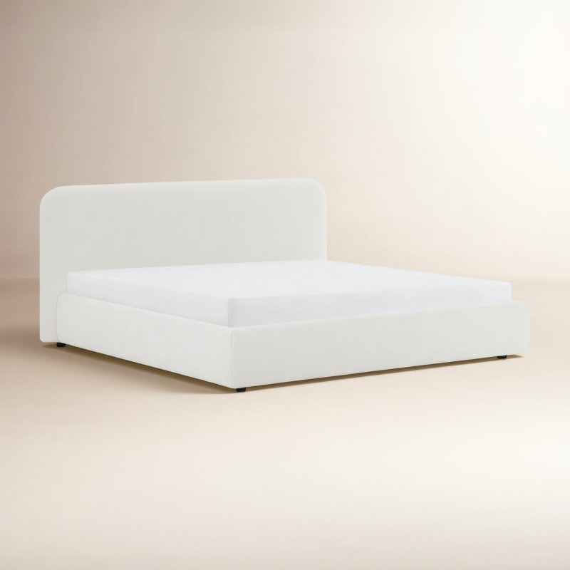 Lit plateforme tapissier Bella, Très grand, Elite Ivory