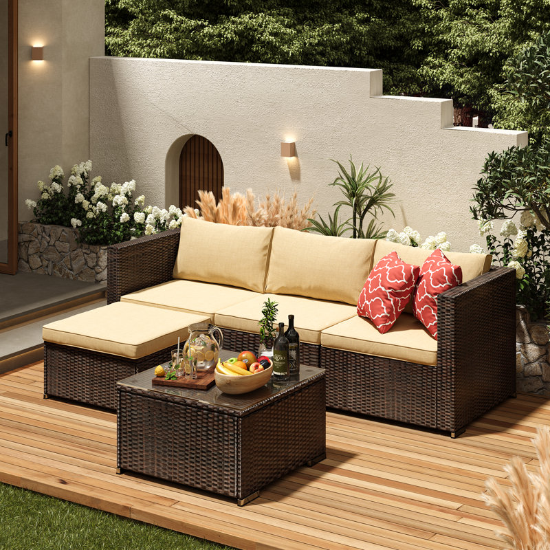 Dossena Reversible Sectional Seating Group with Cushions, Cream