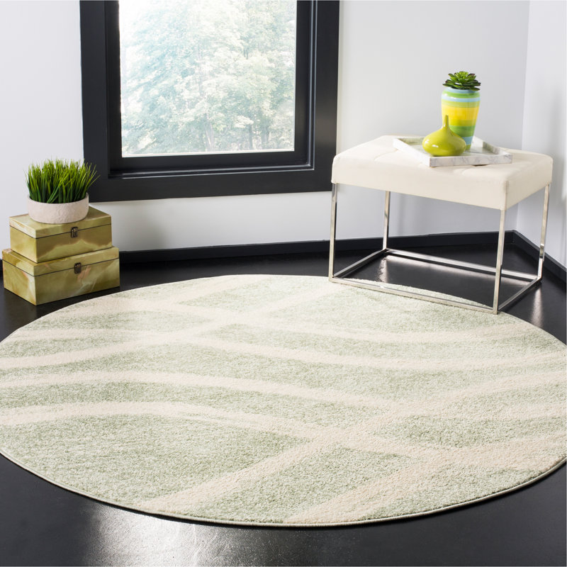 Tapis beige / vert Shelva, Rond 3 pi