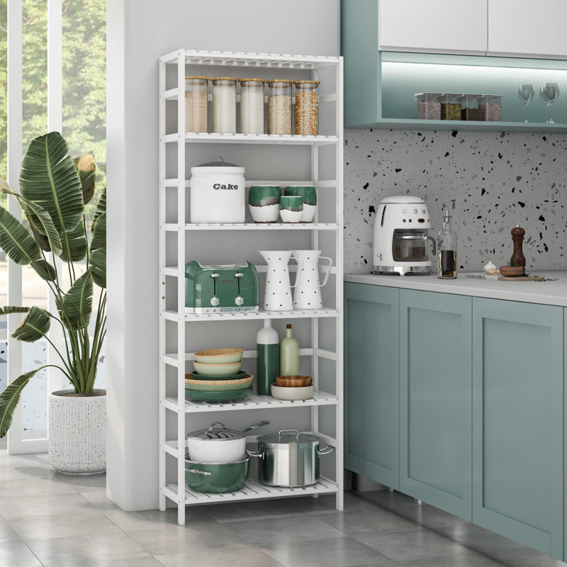 Whitley 161cm H x 60cm W Solid Wood Etagere Bookcase, White
