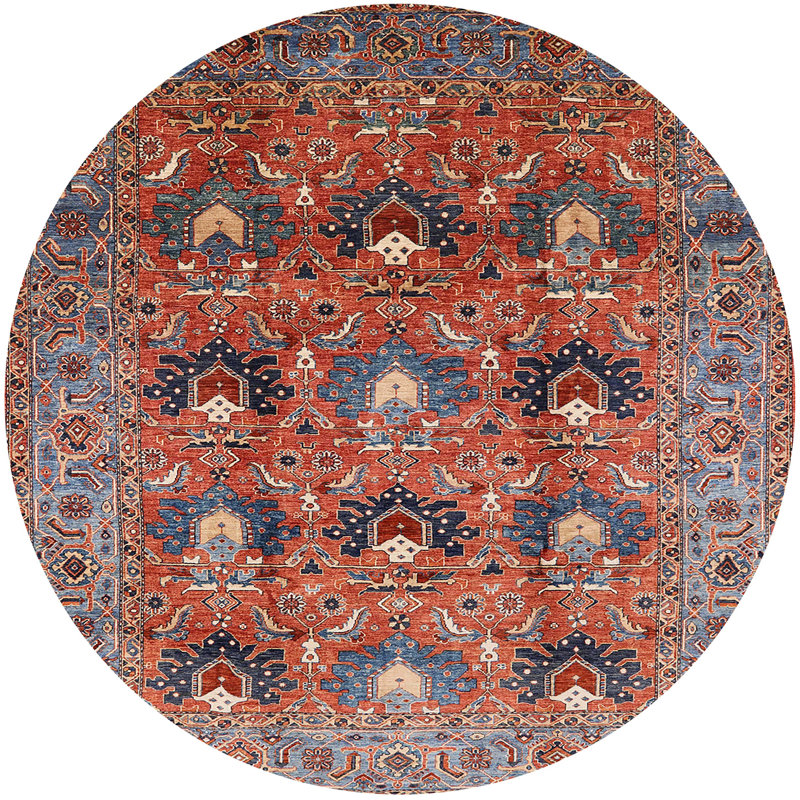 Tapis marocain tissé à la machine, Rond 3 pi