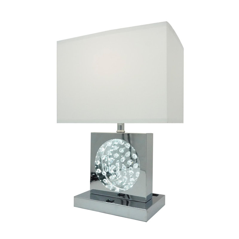 Lampe de table élégante, Chrome, Blanc