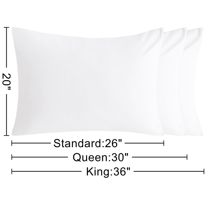 Housse de coussin 100% coton douce et respirante avec fermeture à enveloppe, Queen, Blanc
