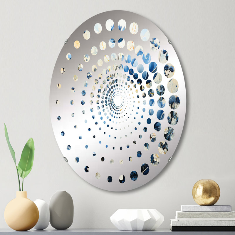 Blue Bonnets - fleurs blanches II - miroir décoratif à spirales MIR107248 O, L 20 po x H 30 po