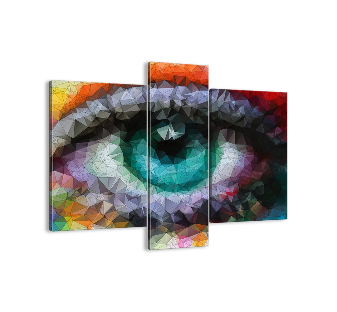 3-tlg. Leinwandbilder-Set - Grafikdruck „Crystalline Eye Glow”