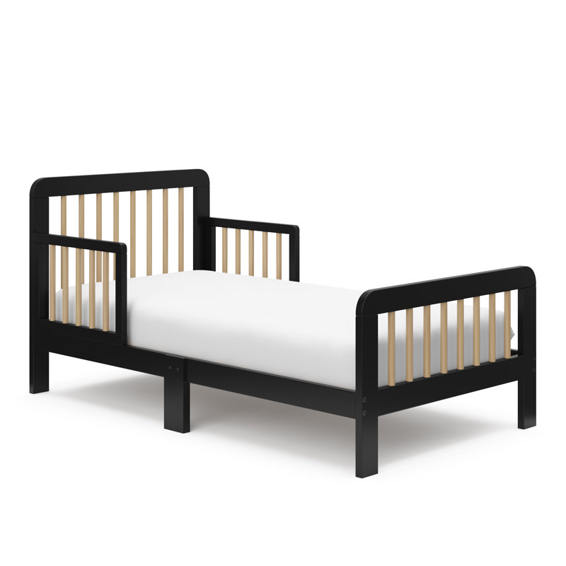Pasadena Toddler Bed with Guardrails, Black/Driftwood