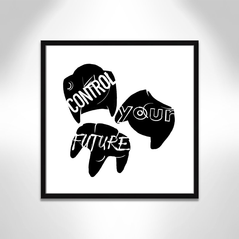«Control your future», art encadré, H 23,5 po x l 23,5 po x P 1,19 po, Encadré de boîte noir
