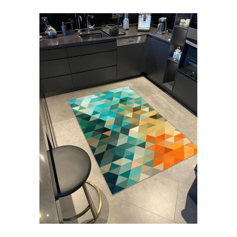 Creative Modern Decorative Carpet With Triangle Crystal Geometric Pattern, Rectangle 3'4" x 6'7"