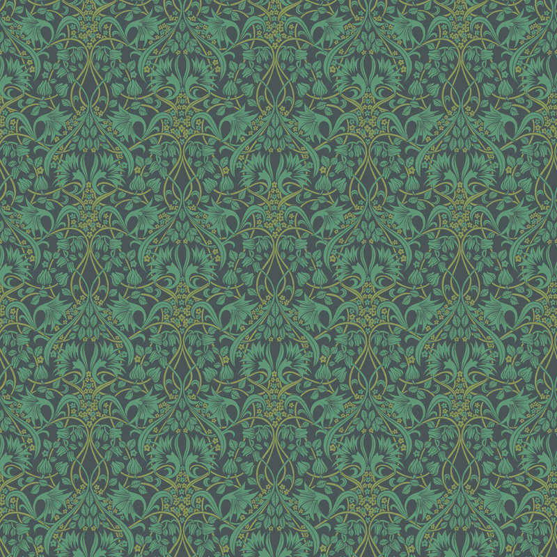 32.82' L x 27.58" W Wallpaper Roll, Indigo/Teal