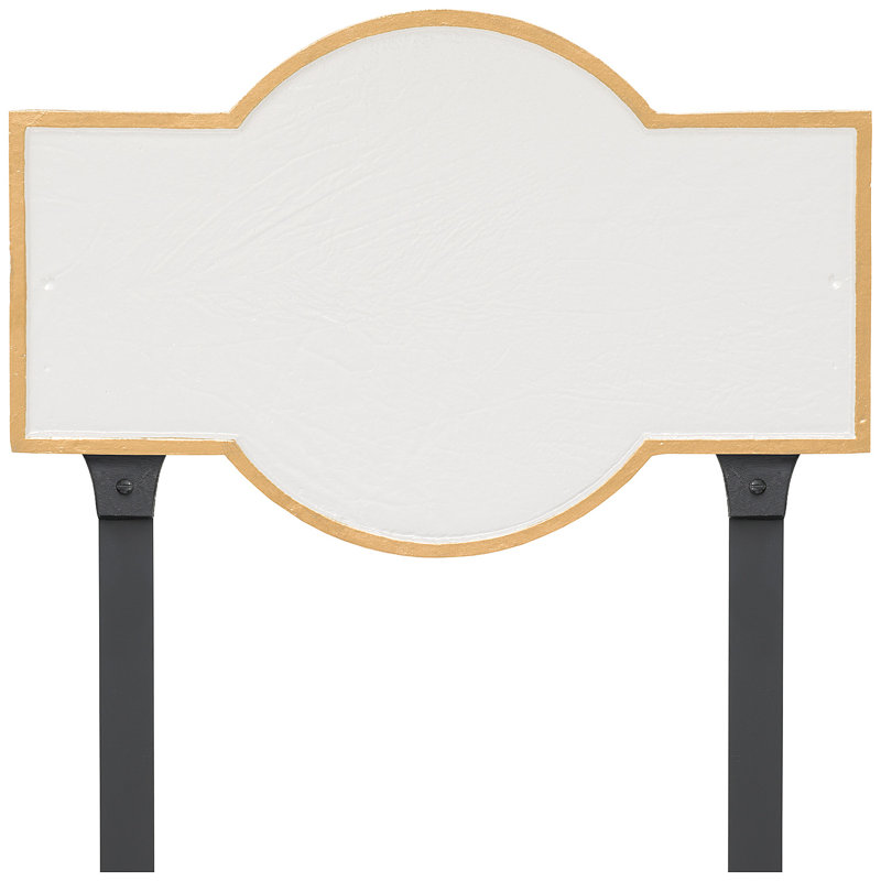 Plaque d'adresse rectangulaire avec piquets Canterbury, Blanc / Doré, Oui