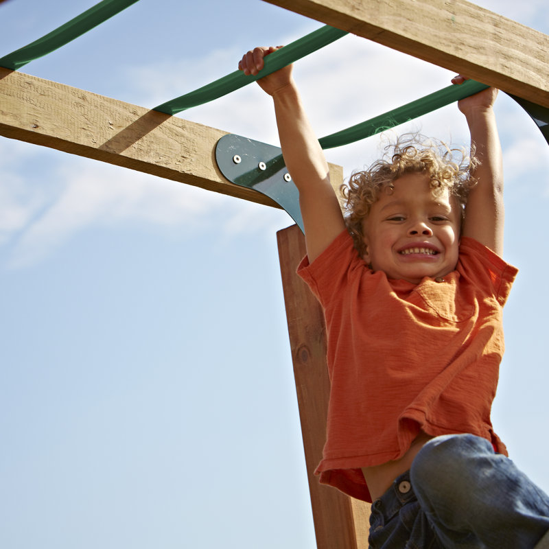 Green Powder-Coated Steel Monkey Bars for Kids