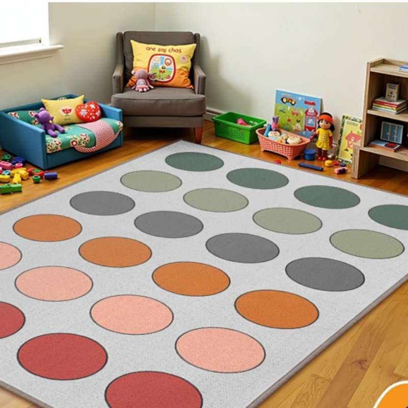 Tapis à motifs multicolores 5 x 7 pi, chambre et salle de jeux pour enfants