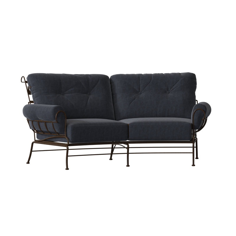 Terrace Outdoor 2 - Seat Loveseat, Chestnut Brown, Impact Vapor Gray Sunbrella®
