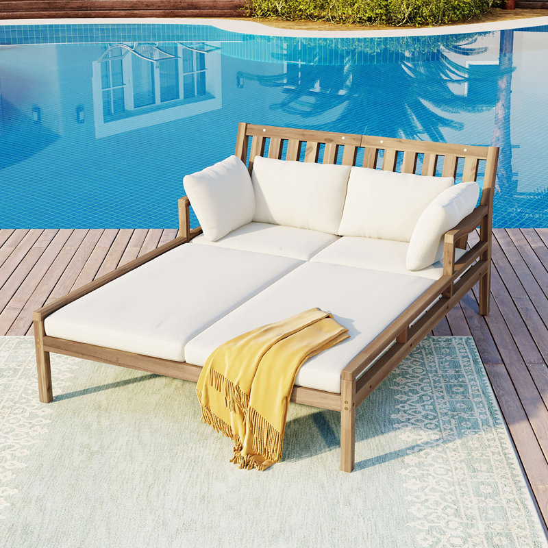 Lit de jour pour terrasse 52,73 "en bois d'acacia, Teck clair