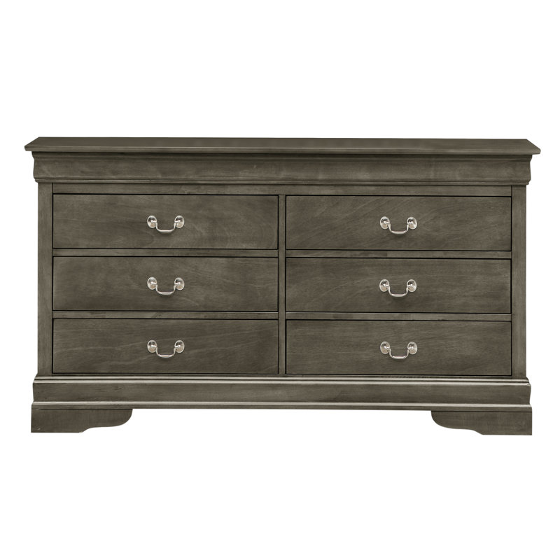 Louis Phillipe 60'' W 6 - Drawer Dresser, Gray