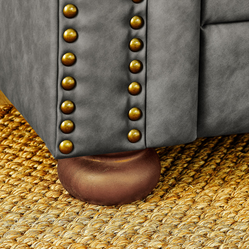 Canapé Chesterfield capitonné rembourré 3 places en polyuréthane avec accoudoirs cloutés
