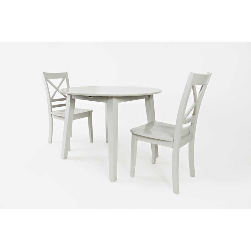 Iyad Extendable Round Solid Wood Dining Table, Gray