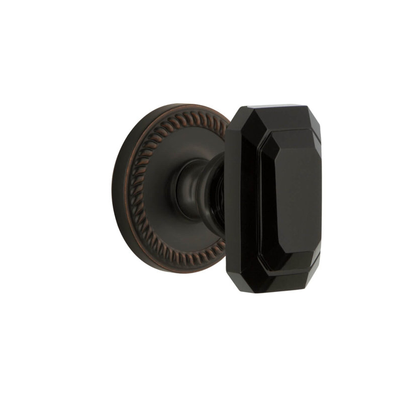 Grandeur Concealed Screw Mechanism Geometric Knob with Circle Rosette, Timeless Bronze