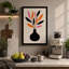 Vase with Radiating Leaves Mid-Century 1 Piece Wrapped Canvas Wall Art-1112587087-1112587084