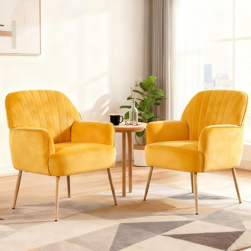 Fauteuil d'appoint en velours, Jaune