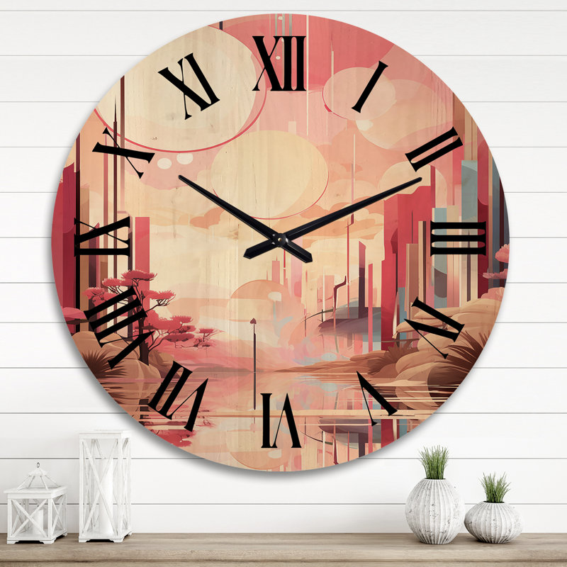 Horloge murale en bois massif Phillipsburg, Très grand
