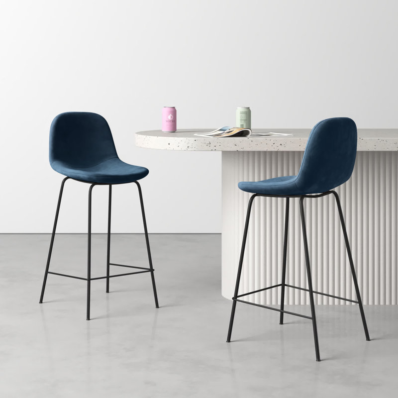 Kody Upholstered Bar & Counter Stool, Bar Stool (30.5" Seat Height), Bella Platinum Performance Velvet