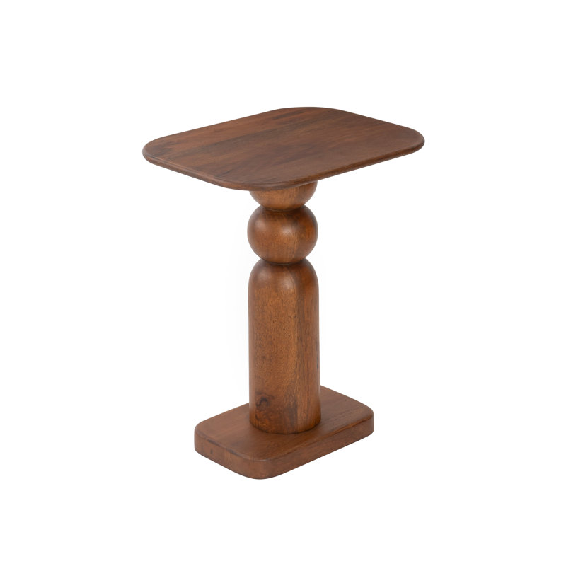Arquita Solid Wood Pedestal End Table, Walnut