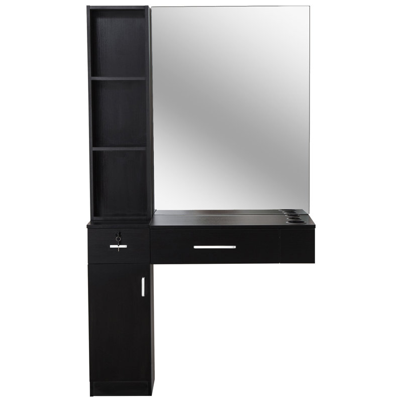 Meuble-lavabo mural avec miroir Bowlin, Noir