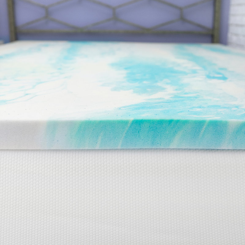 Full Size Gel Memory Foam Mattress Topper with Cooling Blue Swirl