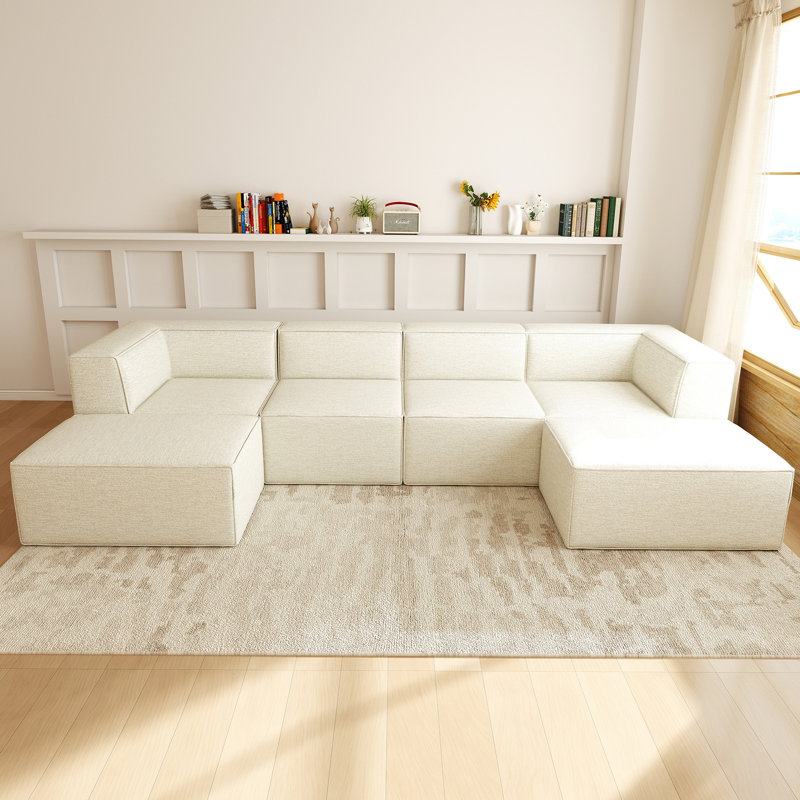 Canapé modulaire rembourré Boneless Compression Comfy Cloud, Polyester blanc