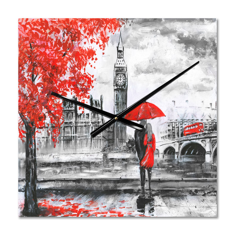 Couples qui marchent à Londres - Horloge murale moderne, Très grand