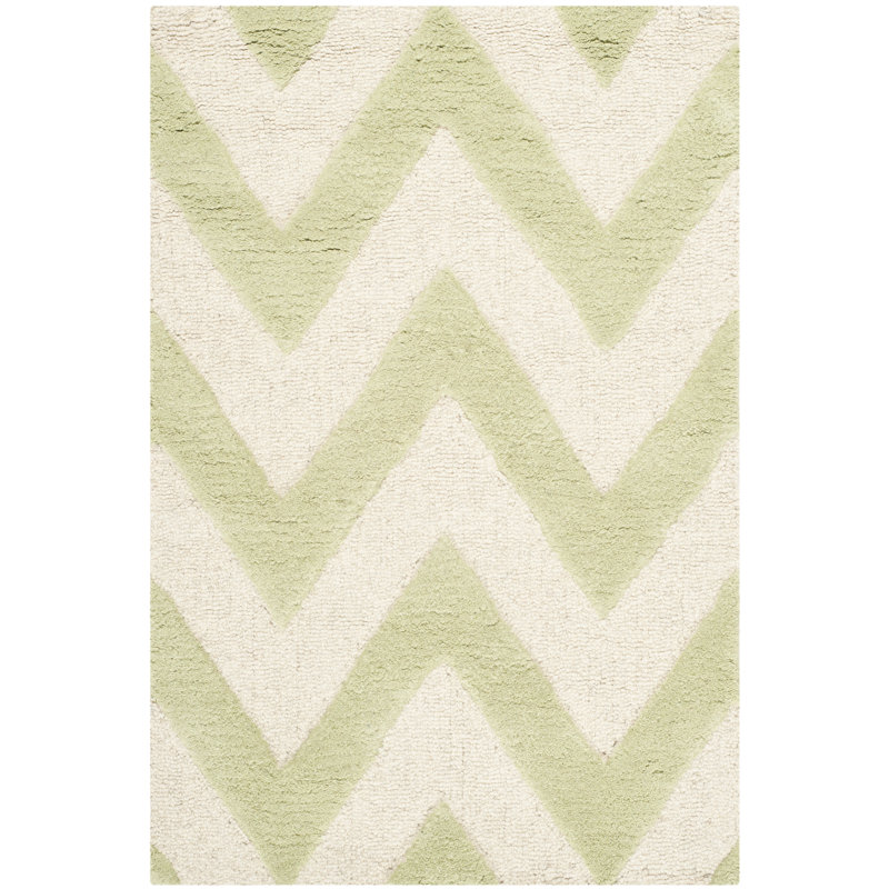 Sanyla Hand Tufted Wool Chevron Rug, Rectangle 2' x 3'