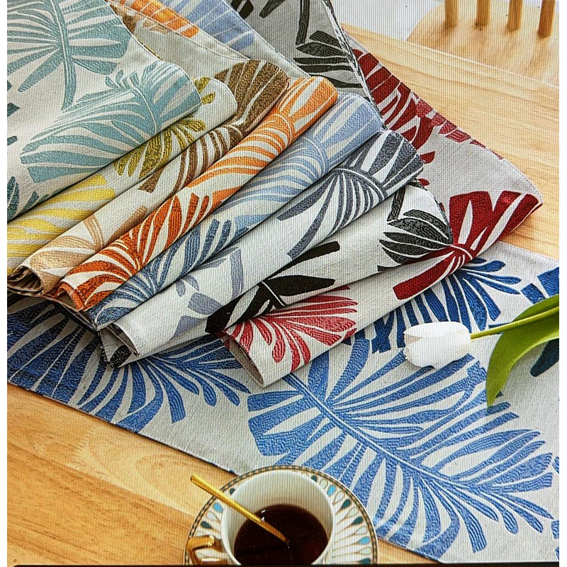 Postfield Floral Cotton Table Runner, Blue