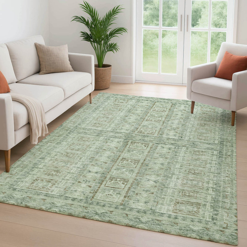 Premium Machine Washable Mayfield Striped Rug, 9' x 12', Sage