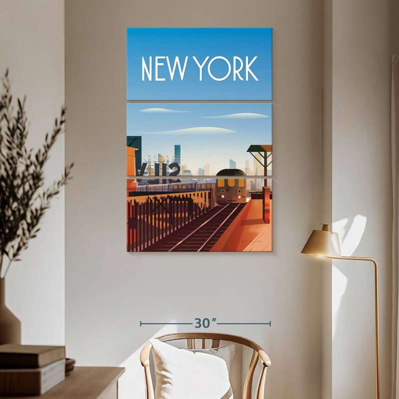 Train de New York, H 65 po x l 42 po