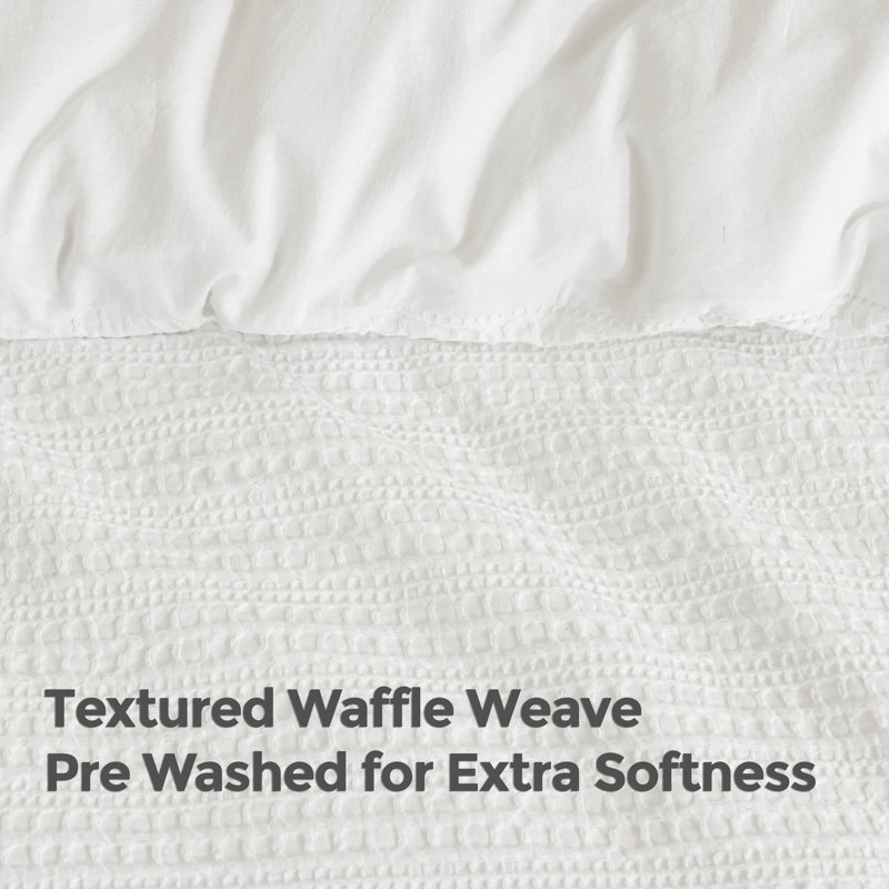 Dreamology Waffle Weave Duvet Cover, King Duvet Covers,100% Cotton Waffle Duvet Covers with Zipper Closure, Soft Luxury Textured & Breathable, 2 Pillow shams, 1 Duvet Cover (Cloud White, King)