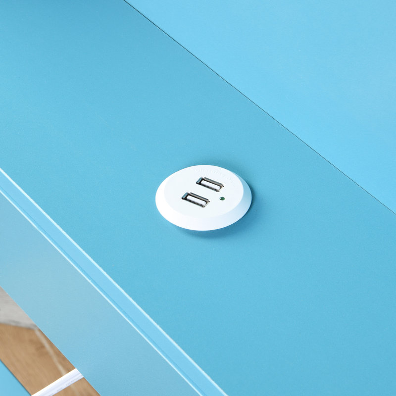 Lit de jour simple en métal avec couchette, charge, rangement - bleu, merveilleux