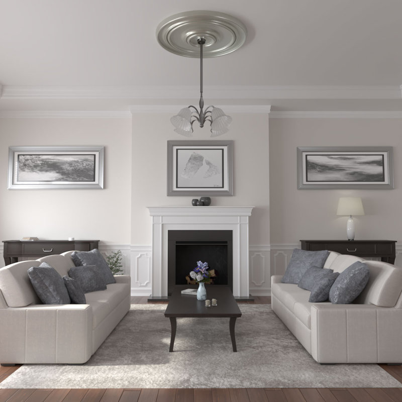 54 po x 54 po x P 4 7/8 po grand médaillon de plafond classique (convient aux auvents jusqu'à 13 1/2 po), Cuivre Flash