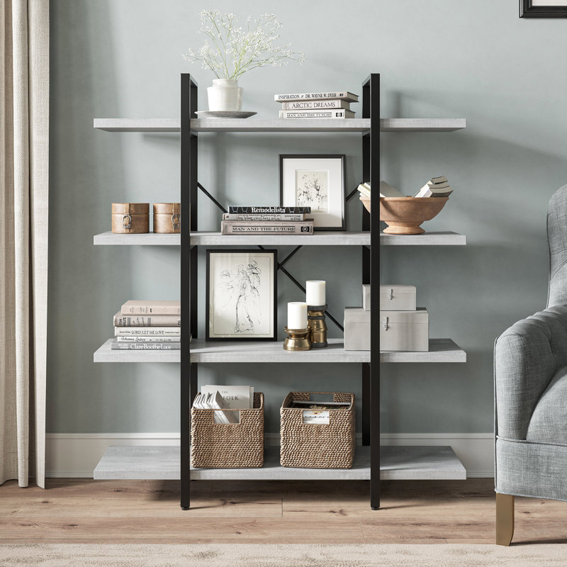 Bibliothèque en métal, Gris pierre, (4 tablettes) H 54,9 po x l 41,3 po x p 12,5 po