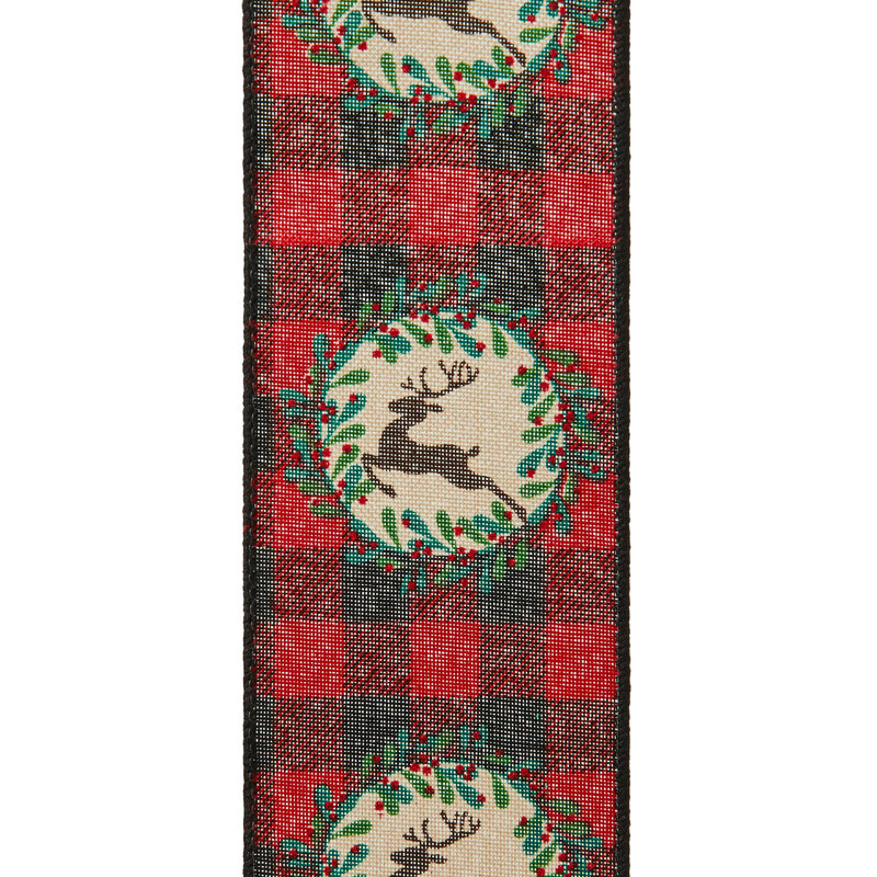 Cerf sautant dans un ruban de couronne