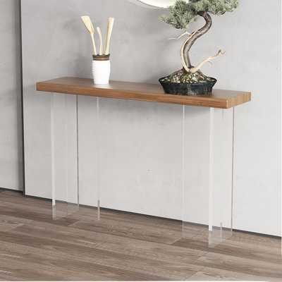 Solid Wood & Acrylic Modern Console Table