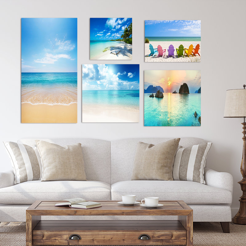 Ensemble de 5 panneaux de toile côtières et beach collection