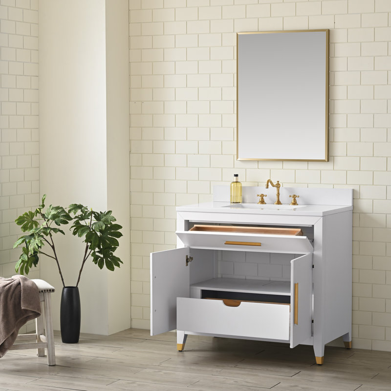 Maddison 36'' Single Bathroom Vanity with Top, White