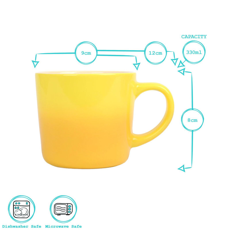 Argon Tableware - Ombre Coffee Mug - Glazed New Bone China Drinking Cup, 1, Yellow