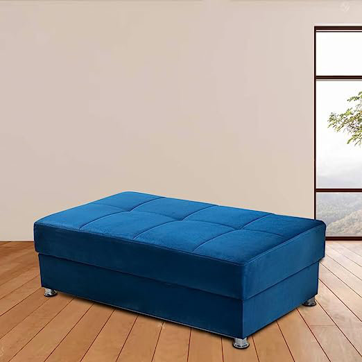 Chaydon Ottoman, Navy Polyester Blend