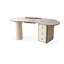 Bureau en bois manufacturé courbé blanc avec 3 tiroirs-108403758
