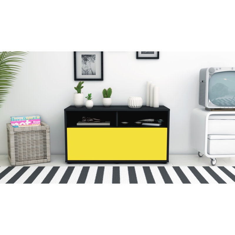 Isai 92 cm W Chest of Drawers, Yellow / Matte Anthracite