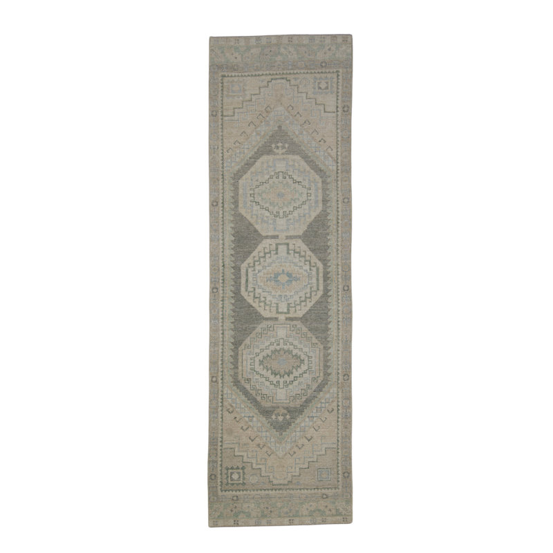 Tapis turc Oushak fait à la main 3 pi x 10 pi 2 po