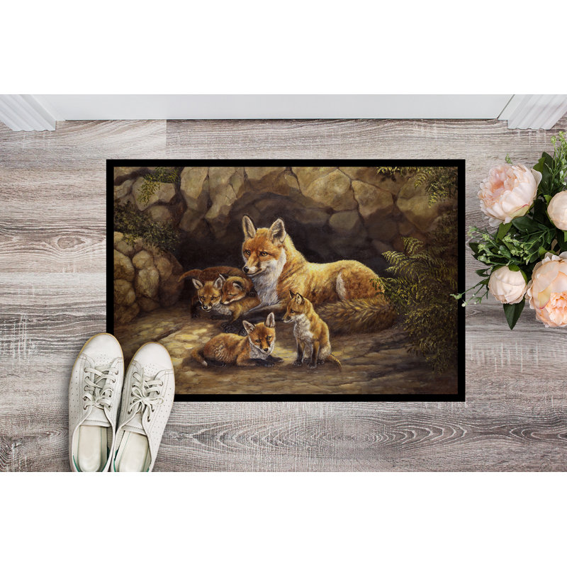Paillasson d’extérieur antidérapant Fox Family de walthill, Rectangle 1 pi 6 po x 2 pi 3 po